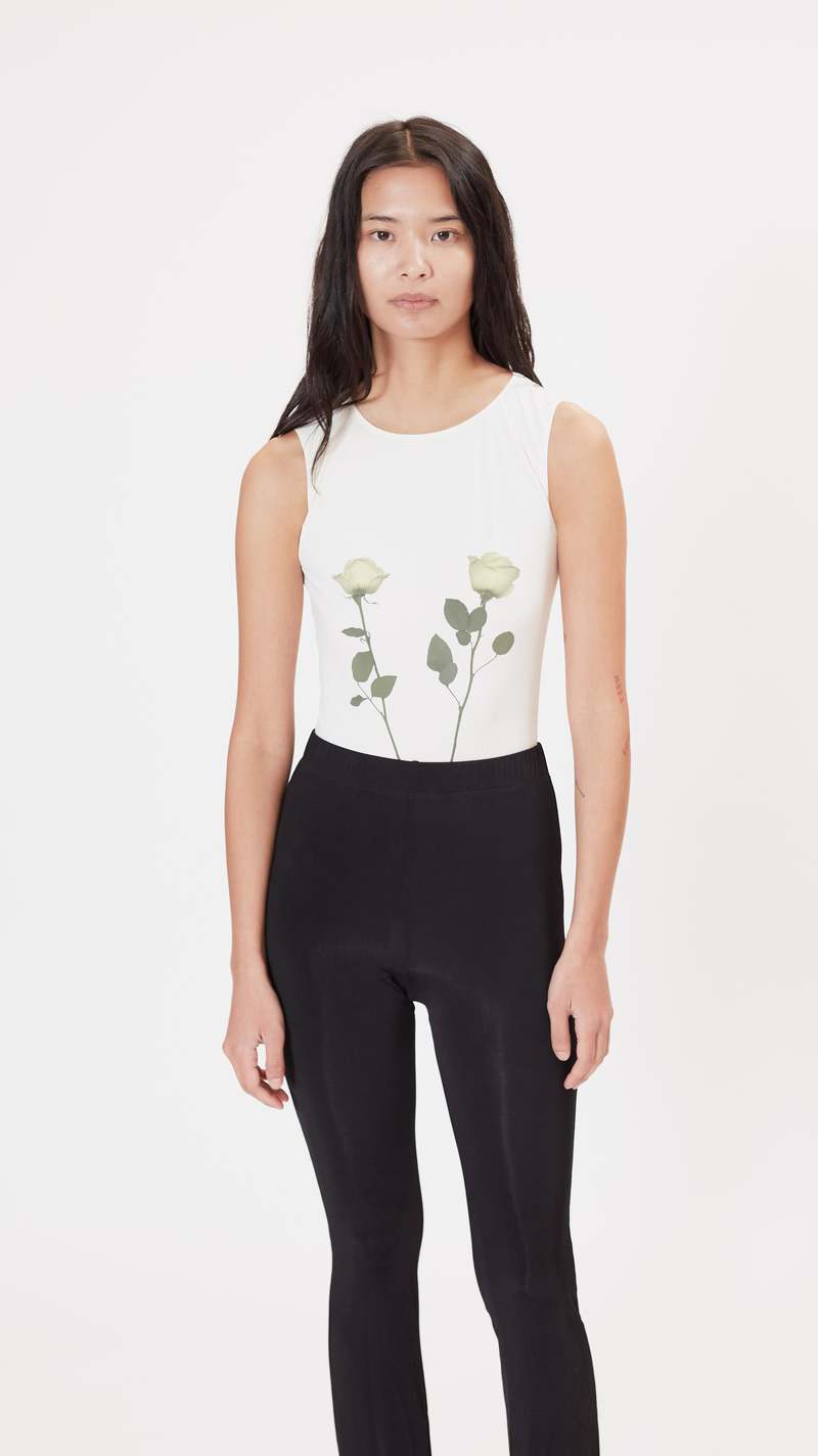 MM6 Maison Margiela Rose Sleeveless Bodysuit | Garmentory