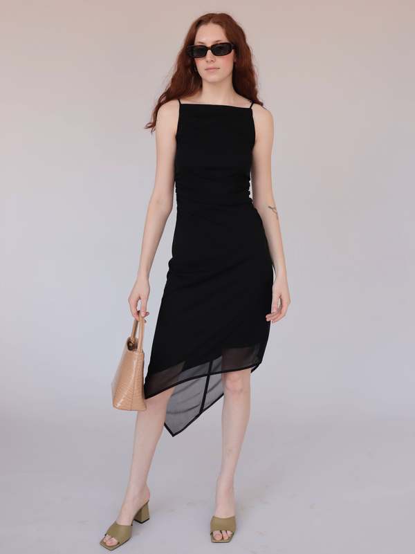 Vintage High Squareneck 90s Dress - Black | Garmentory Vintage High Squareneck 90s Dress - Black | Garmentory