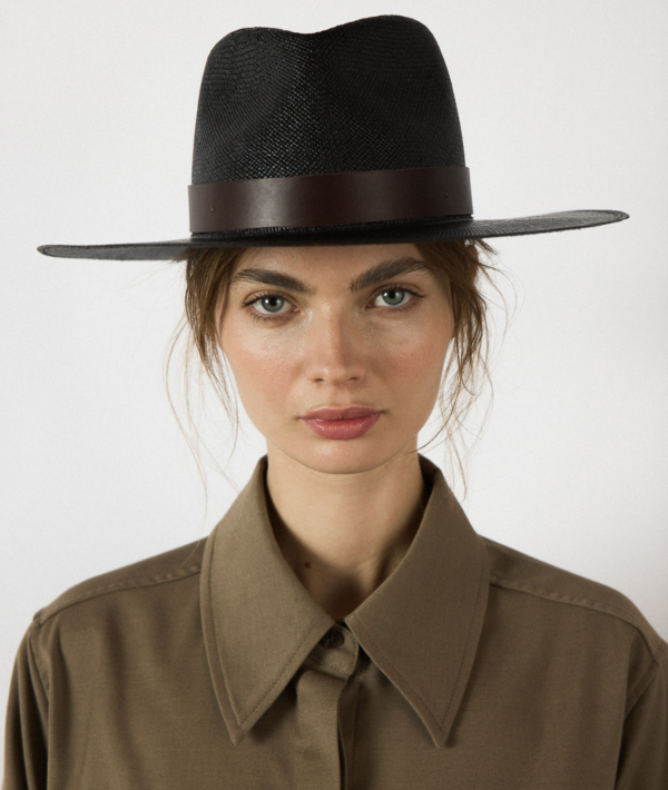 Janessa Leone Classic Black Leni Fedora Hat Size L Janessa Leoné - Beck Wool Fedora - Black – THE INVITE main image 3