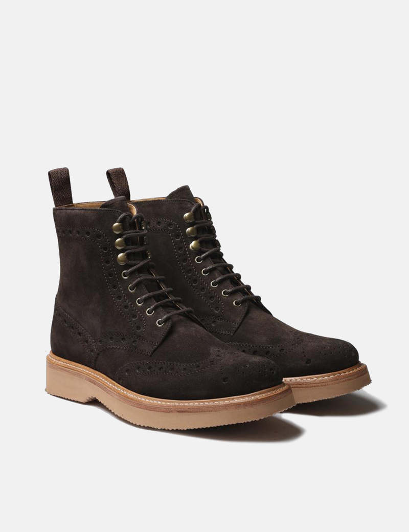Grenson Fred Boot Suede Peat Brown Garmentory