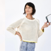 Clare V. Raglan Sweater - Natural Open Weave - Thumbnail 1