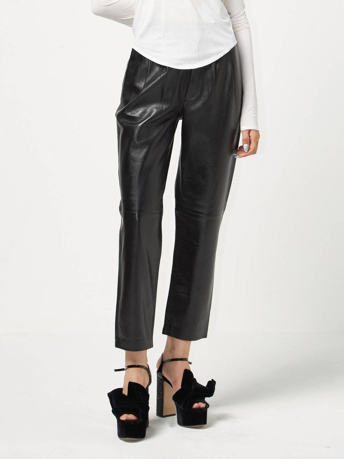 Saint Laurent Paris Leather Pants - Black | Garmentory