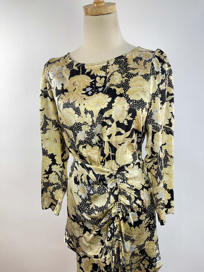 Rebecca Taylor Silk Gold Leaf Dress - Yellow/Green Rebecca Taylor Silk Gold Leaf Dress - Yellow/Green