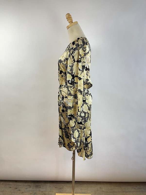 Rebecca Taylor Silk Gold Leaf Dress - Yellow/Green