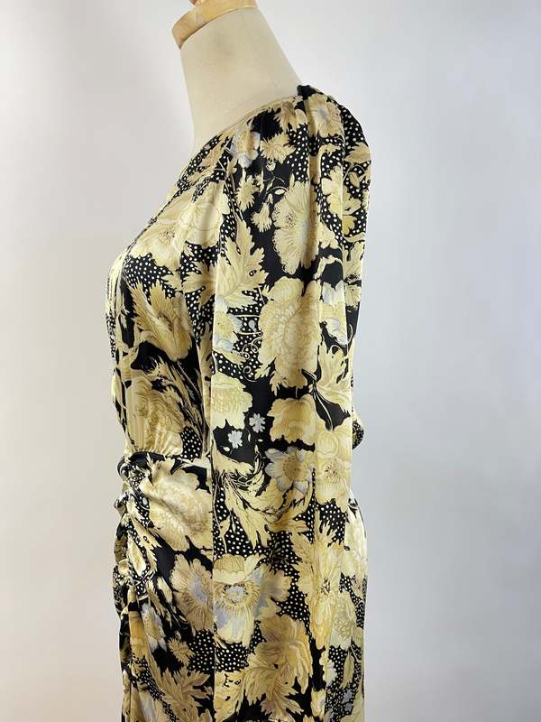 Rebecca Taylor Silk Gold Leaf Dress - Yellow/Green