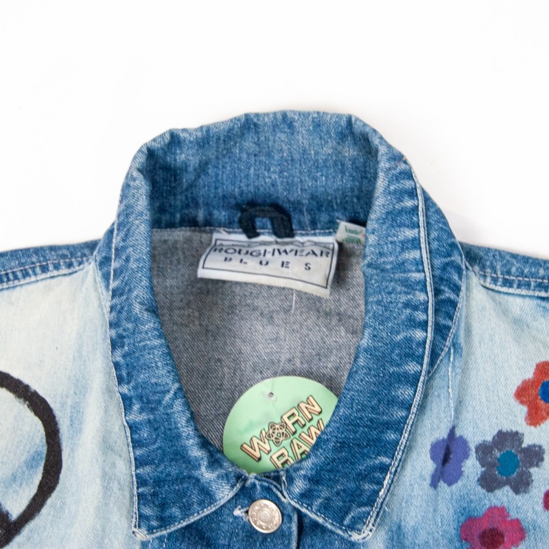 80s/90s handpainted floral denim jacket | Garmentory