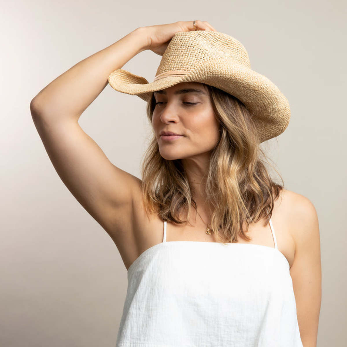 Hat Attack Crochet Cowboy Hat in Natural Hat Attack Raffia Crochet Hat | Talbots main image 4