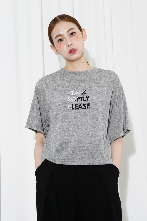 AMONG by ROCKET X LUNCH Talk Softly Top- Grey AMONG by ROCKET X LUNCH Talk Softly Top- Grey