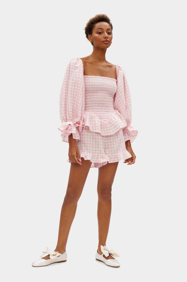 open lace back dress Atlanta Rose-Appliqué Off-the-Shoulder Dress – Sleeper main image 0