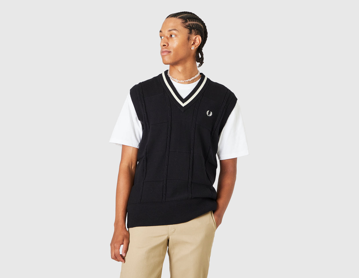 超美品　FRED PERRY / Jacquard Knitted Tank Fred Perry Jacquard knitted tank top | ITeSHOP