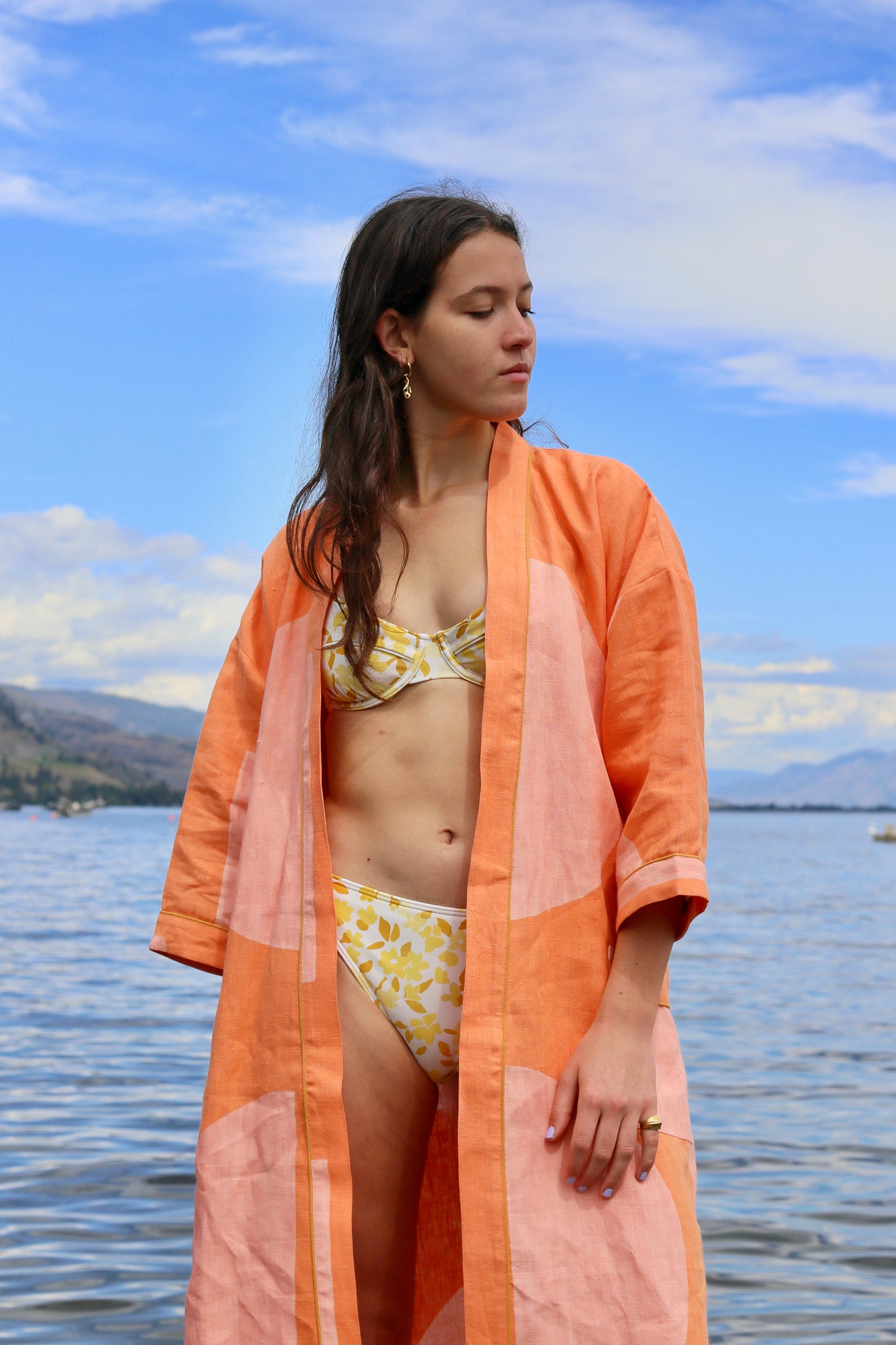 Block Shop Textiles Dot Dash Robe Apricot Garmentory