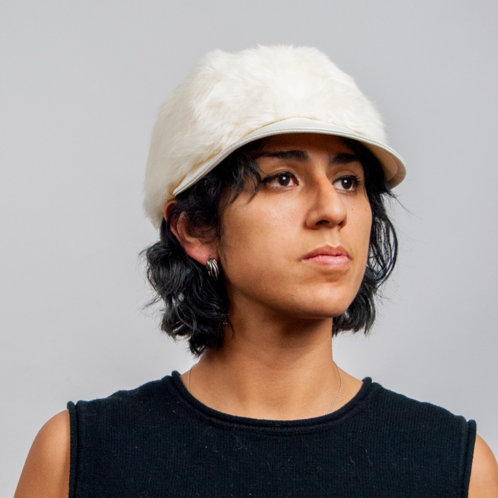 y2k angora fur newsboy cap | Garmentory