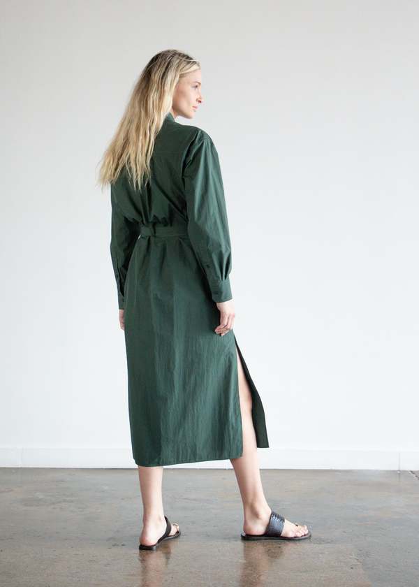womens green sun dress Elbow Sleeve Linen Tunic Dress – LineniaDream main image 1