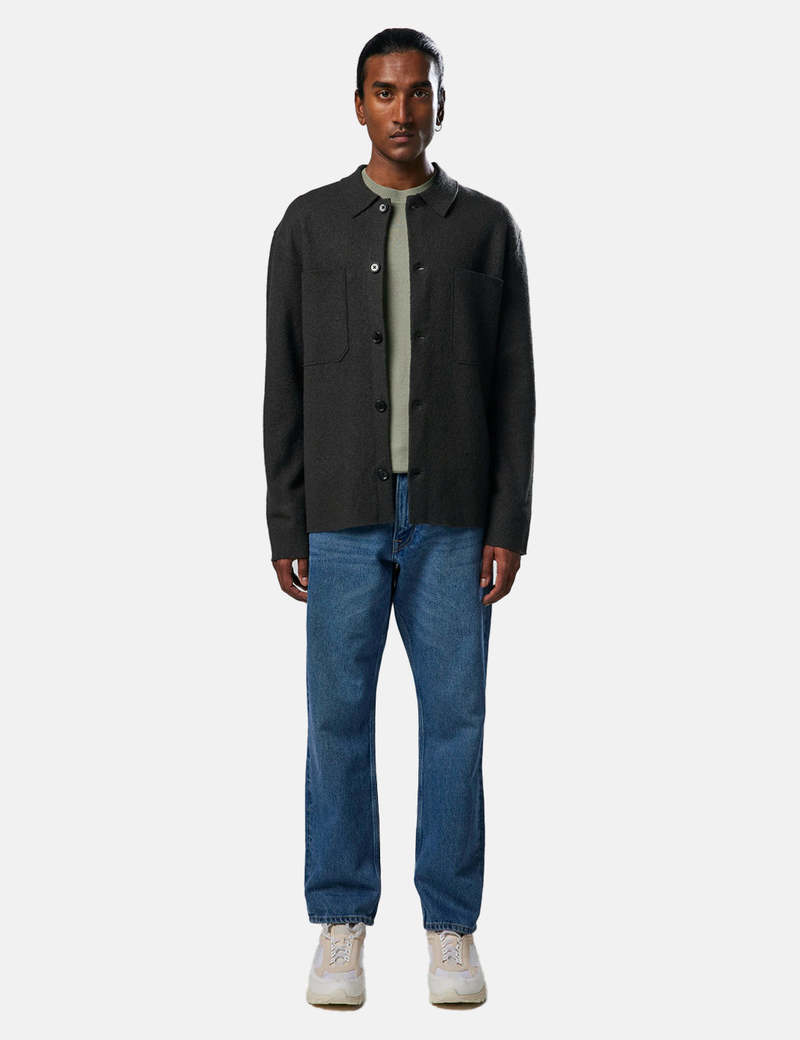 NN07 Jonas Merino Wool Overshirt Army Grey Garmentory