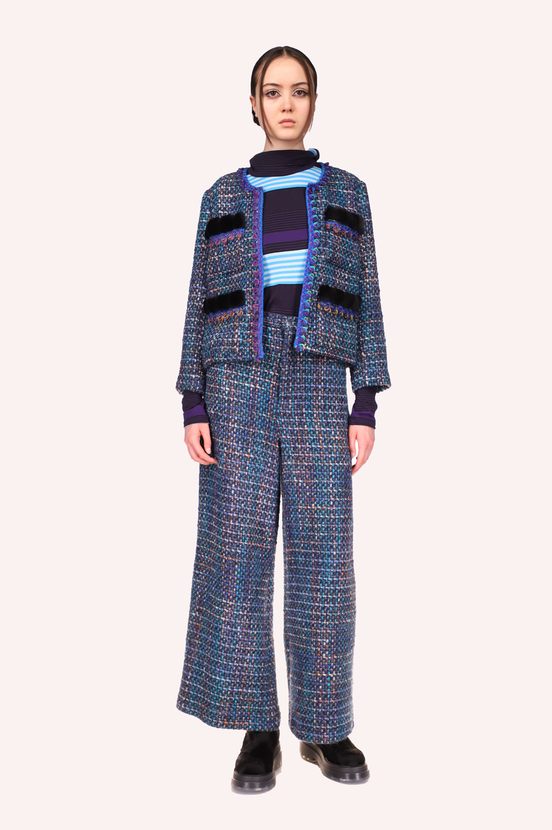 Anna Sui Multi Tweed Pants - Turquoise Multi