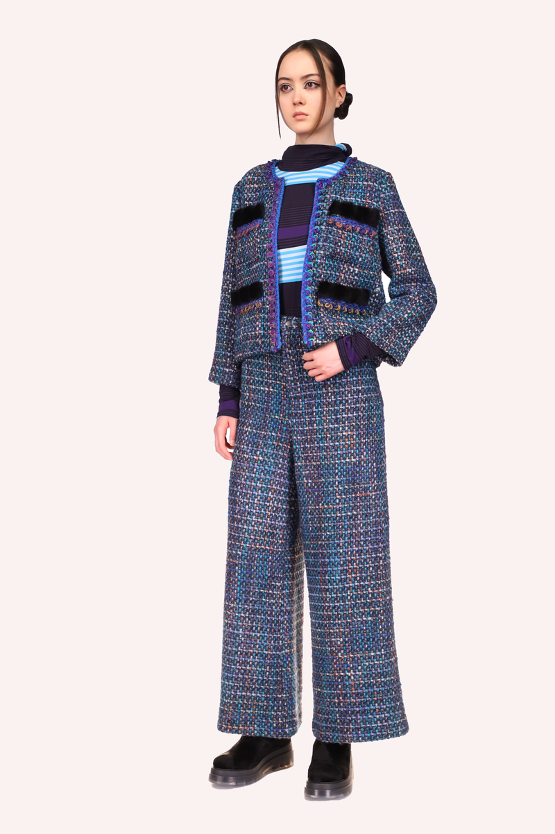 Anna Sui Multi Tweed Pants - Turquoise Multi