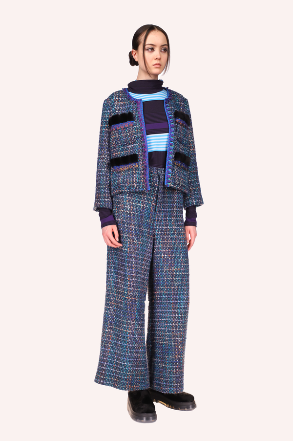 Anna Sui Multi Tweed Pants - Turquoise Multi