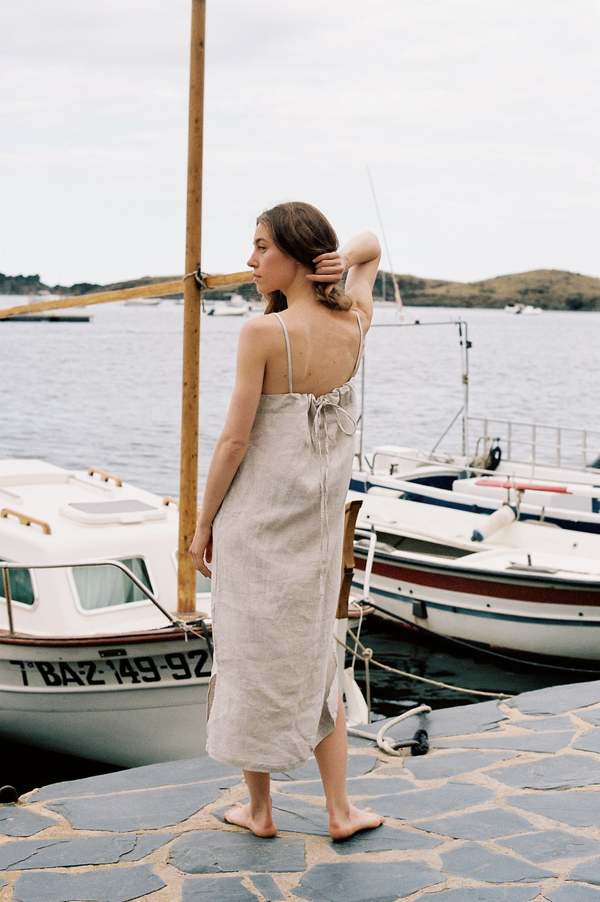 Cl Stories Marsha Bio Organic Linen Dress - Mini Gingham Sand | Garmentory