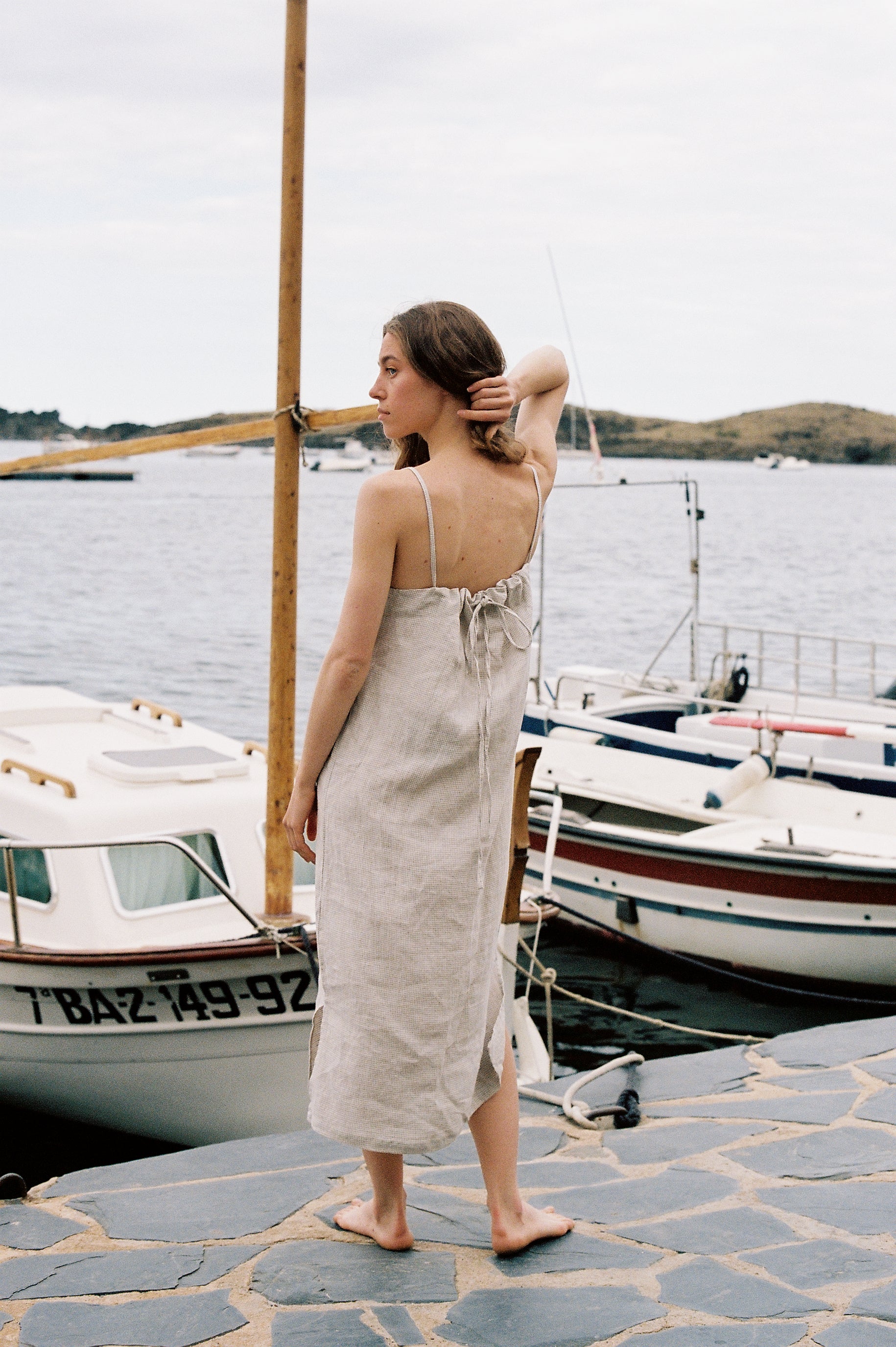 Cl Stories Marsha Bio Organic Linen Dress - Mini Gingham Sand | Garmentory