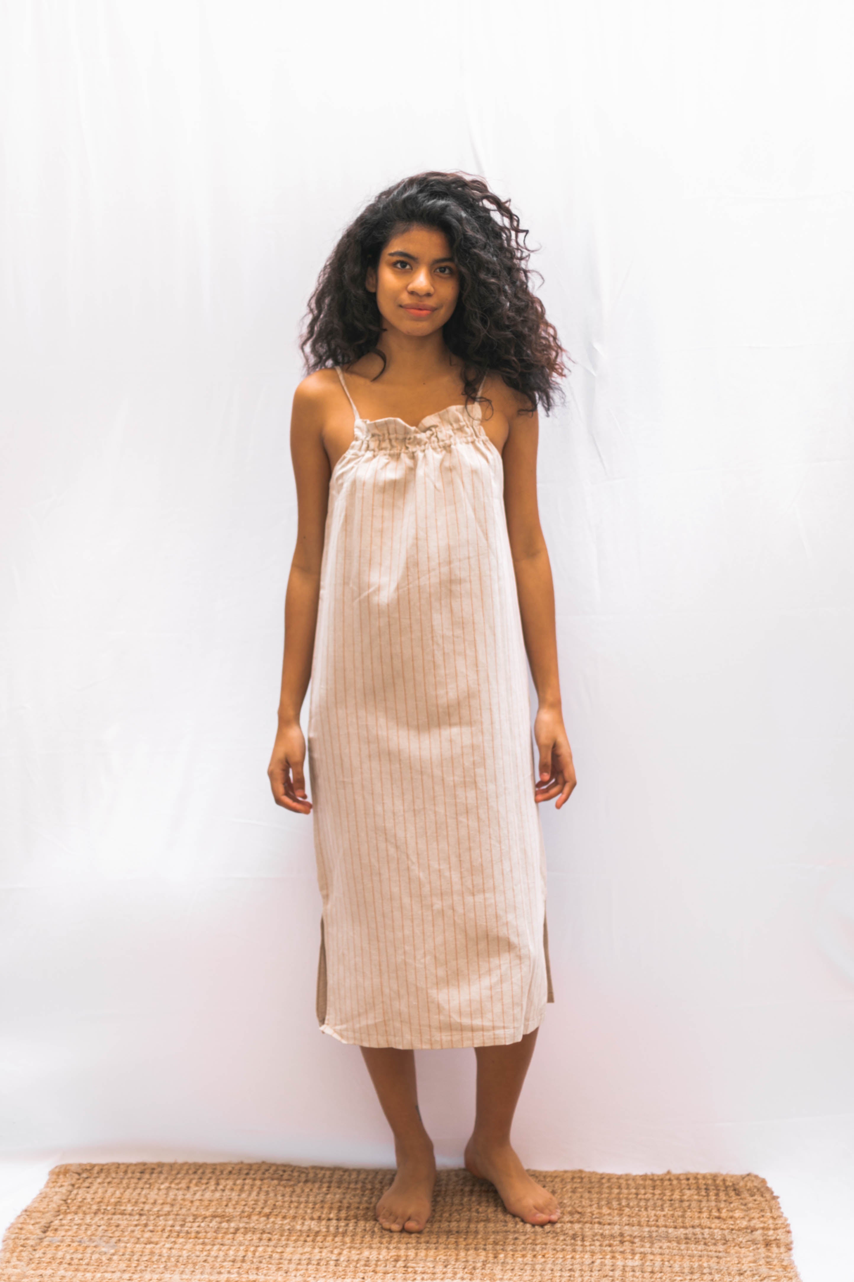 chinese dress ladies Nisha Dress White Organic Linen main image 0