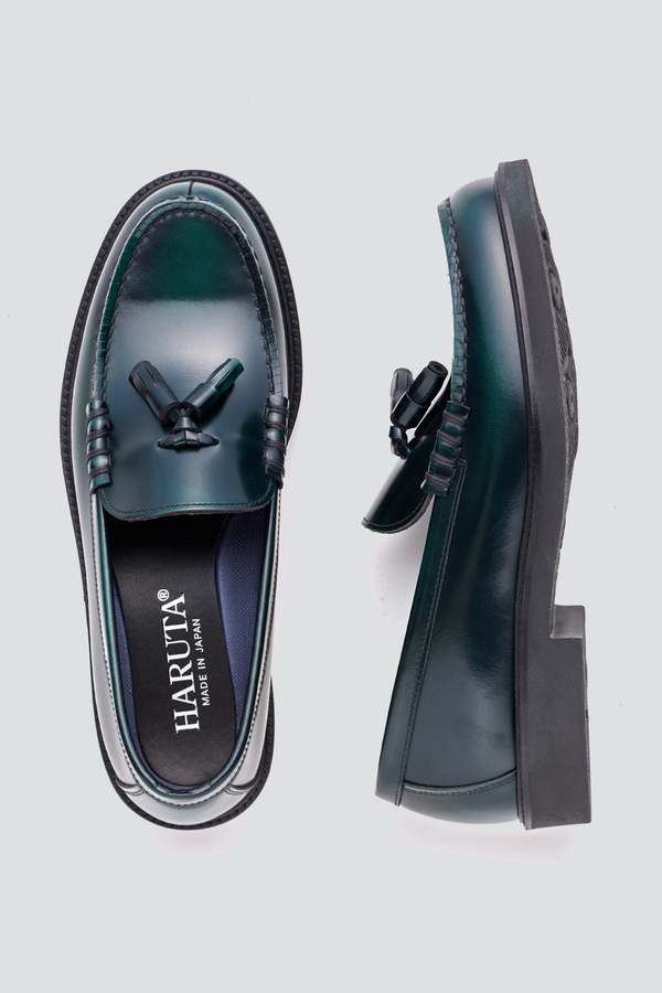 Haruta Leather 907X Tassel Loafer - Green
