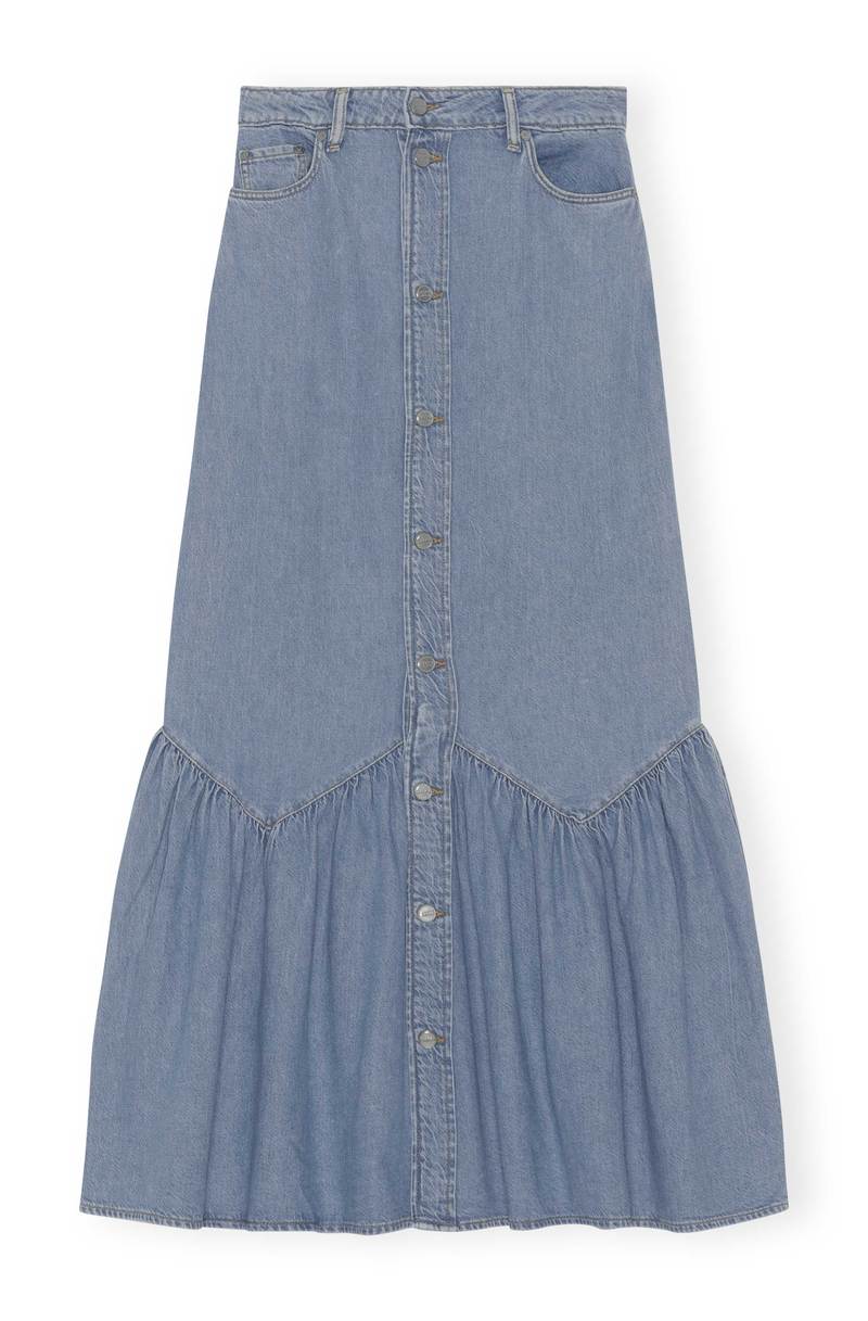 Ganni Light Denim Maxi Skirt - Mid Blue Vintage | Garmentory Ganni Light Denim Maxi Skirt - Mid Blue Vintage | Garmentory