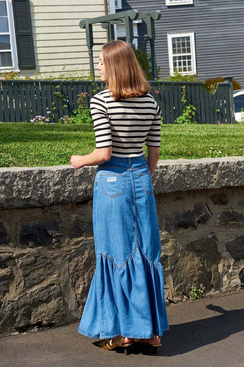 Upcycled Denim Fringe Hem Skirt - Size 8 - Etsy