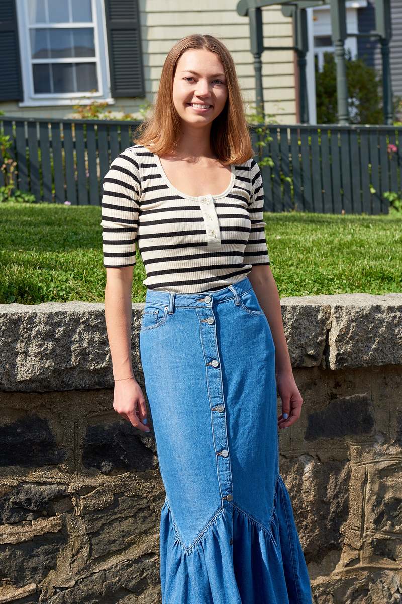 【関税＆送料込み】Ganni Light Blue Denim Skirt Light Blue Stone Light Blue Denim Mini Skirt | GANNI US