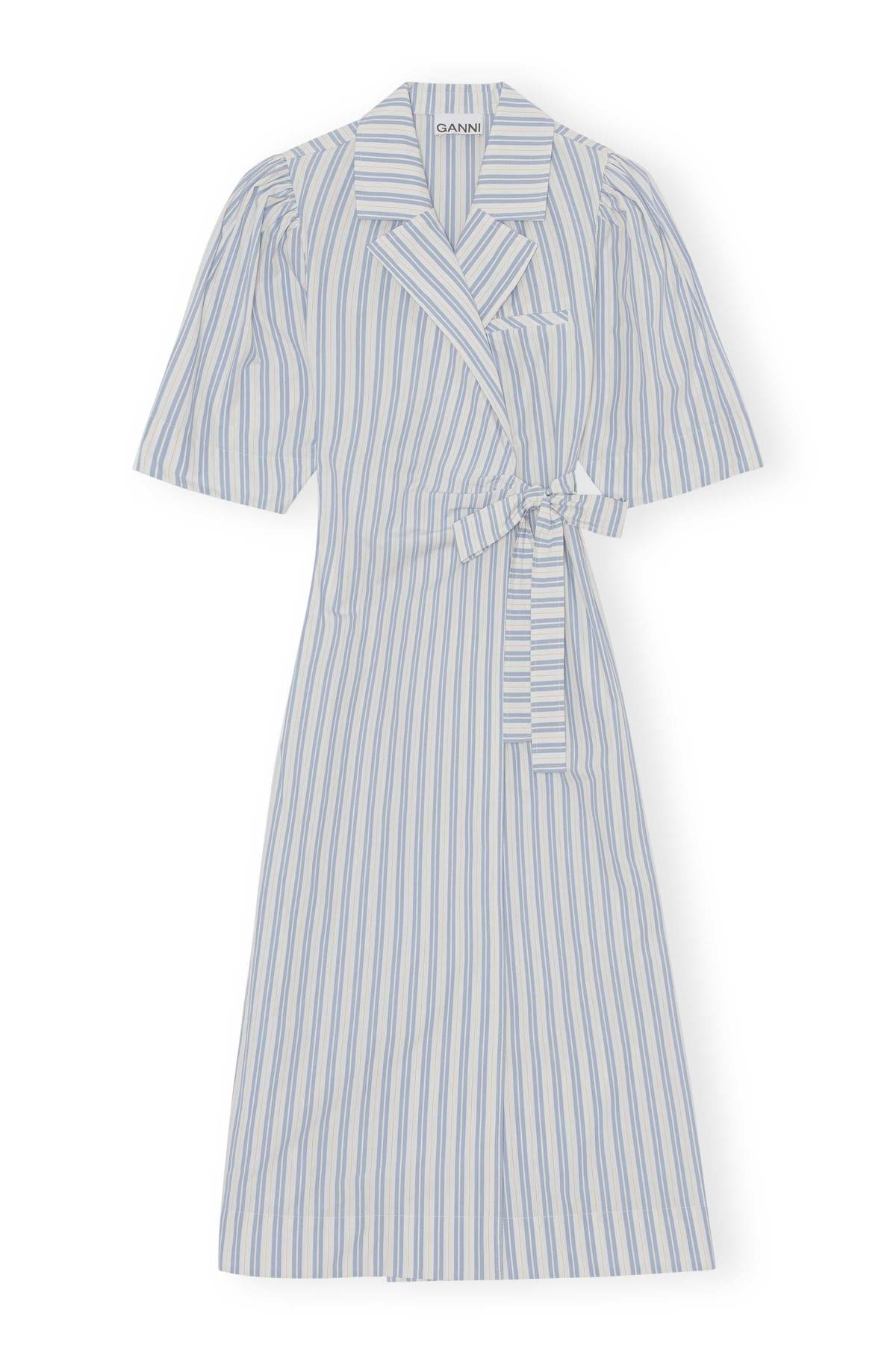 【送料関税込】GANNI Printed Cotton Midi Wrap Dress（Peapod） Printed Cotton Midi Wrap Dress - Peapod