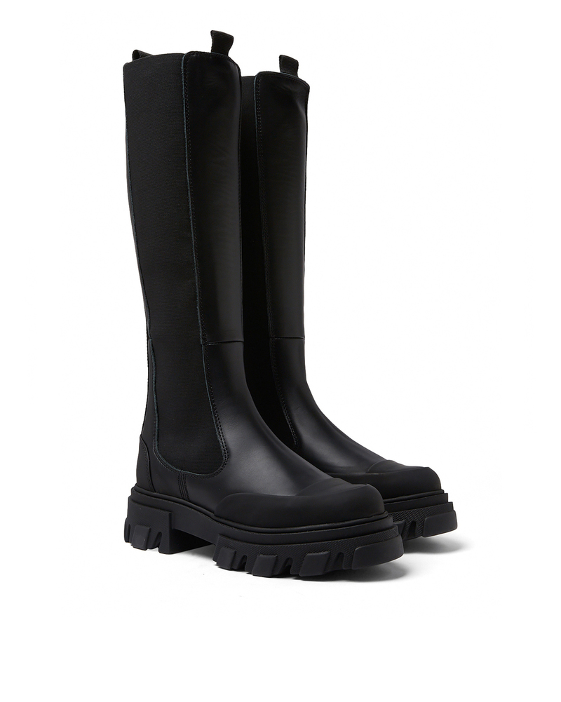 Ganni Knee High Leather Chelsea Boots - Black | Garmentory Ganni Knee High Leather Chelsea Boots - Black | Garmentory