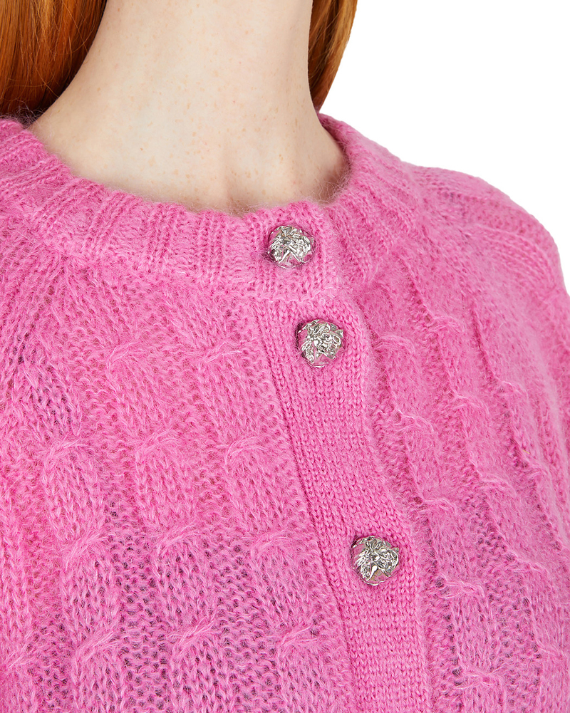 【THE TOE】Parasol mohair cardigan pink Pink Doll Embroidery Mohair Cardigan – 017 Shop