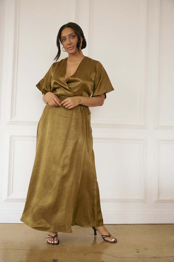 Whimsy + Row Lola Wrap Dress - Hunter Green | Garmentory