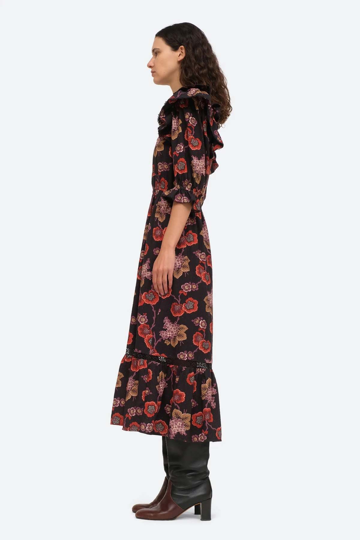 knee length dresses for ladies Lucinda Purple Floral Cut Out Maxi Dress - US 8 main image 0
