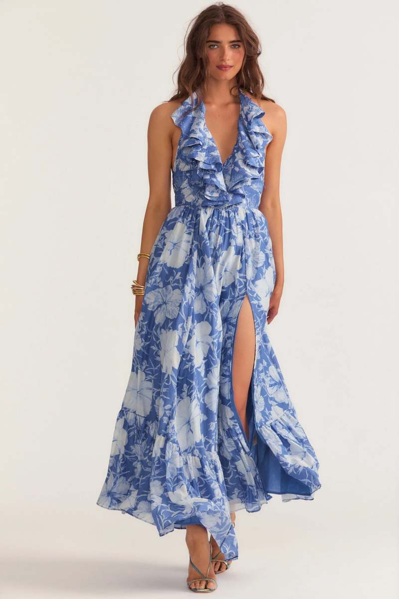 chinese dress ladies Loveshackfancy Galatea Metallic Silk Chiffon Gown main image 0
