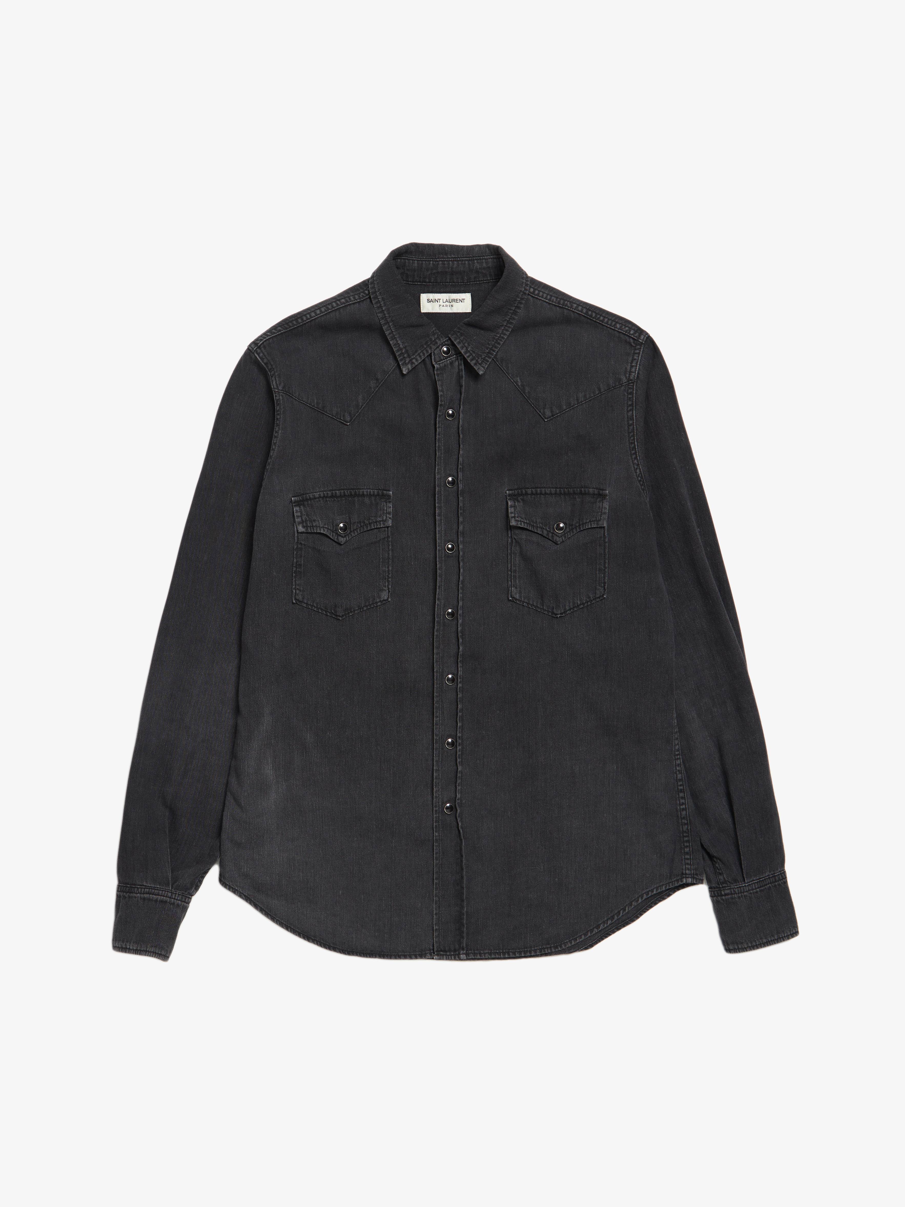 Saint Laurent Paris Denim Overshirt Dark Gray Garmentory