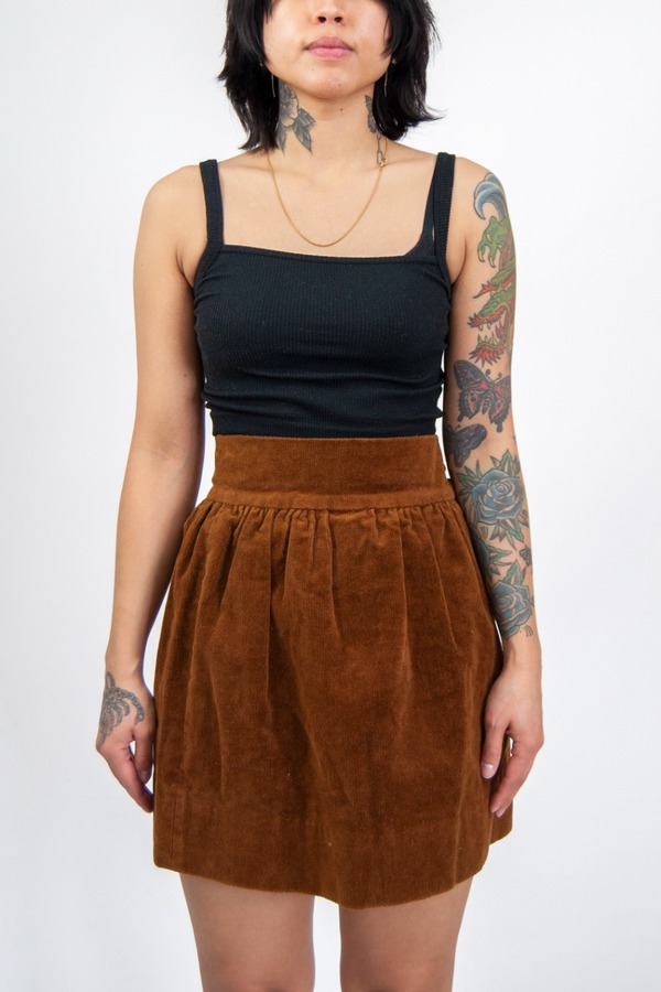 Tan shop velvet skirt