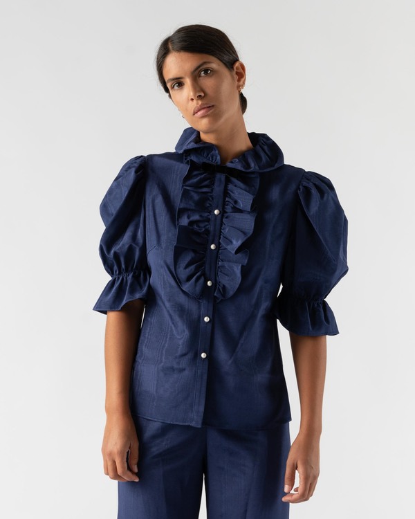 Batsheva Lou Blouse in Navy Garmentory