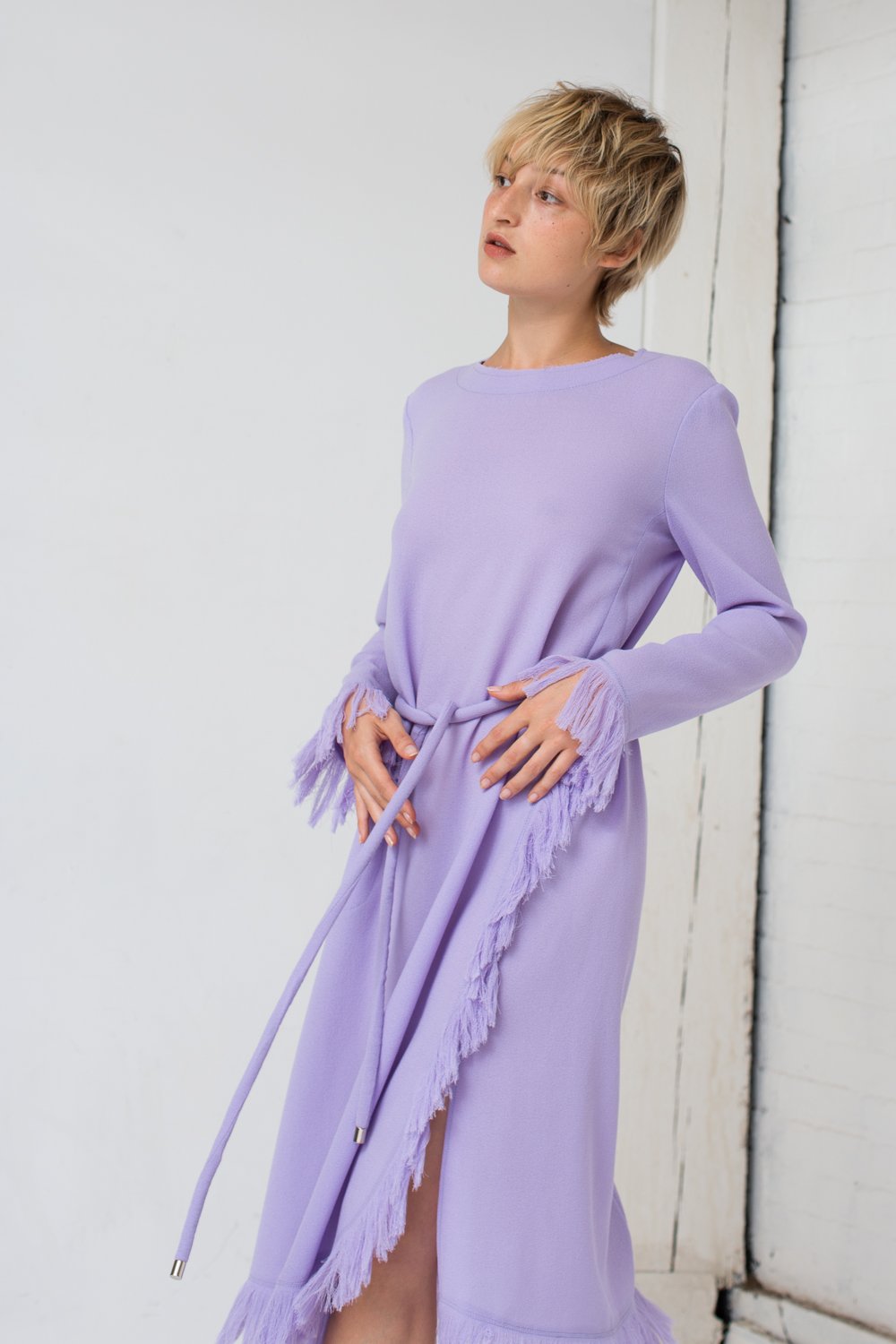 lilac fringe dress