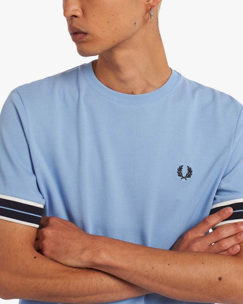 Fred Perry Pique M3669 Tipped Tramline T-Shirt - Celestial