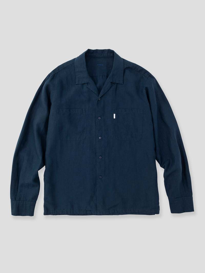 トップス THE SHISHIKUI open collar / NAVY Bishop Open Collar Dobby in Midnight Blue – Richter Goods