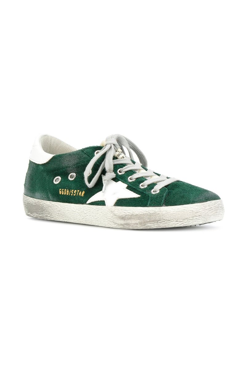 Golden Goose SUPERSTAR SNEAKERS IN GREEN SUEDE | Garmentory