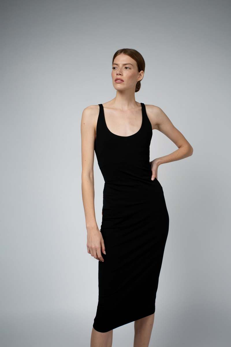 Santicler ASTRID ORGANIC COTTON DRESS WITH BUILT IN BRA - BLACK