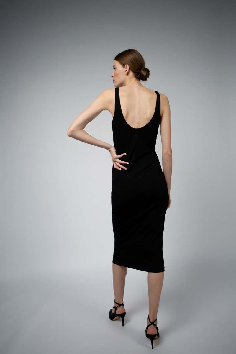 Santicler ASTRID ORGANIC COTTON DRESS WITH BUILT IN BRA - BLACK