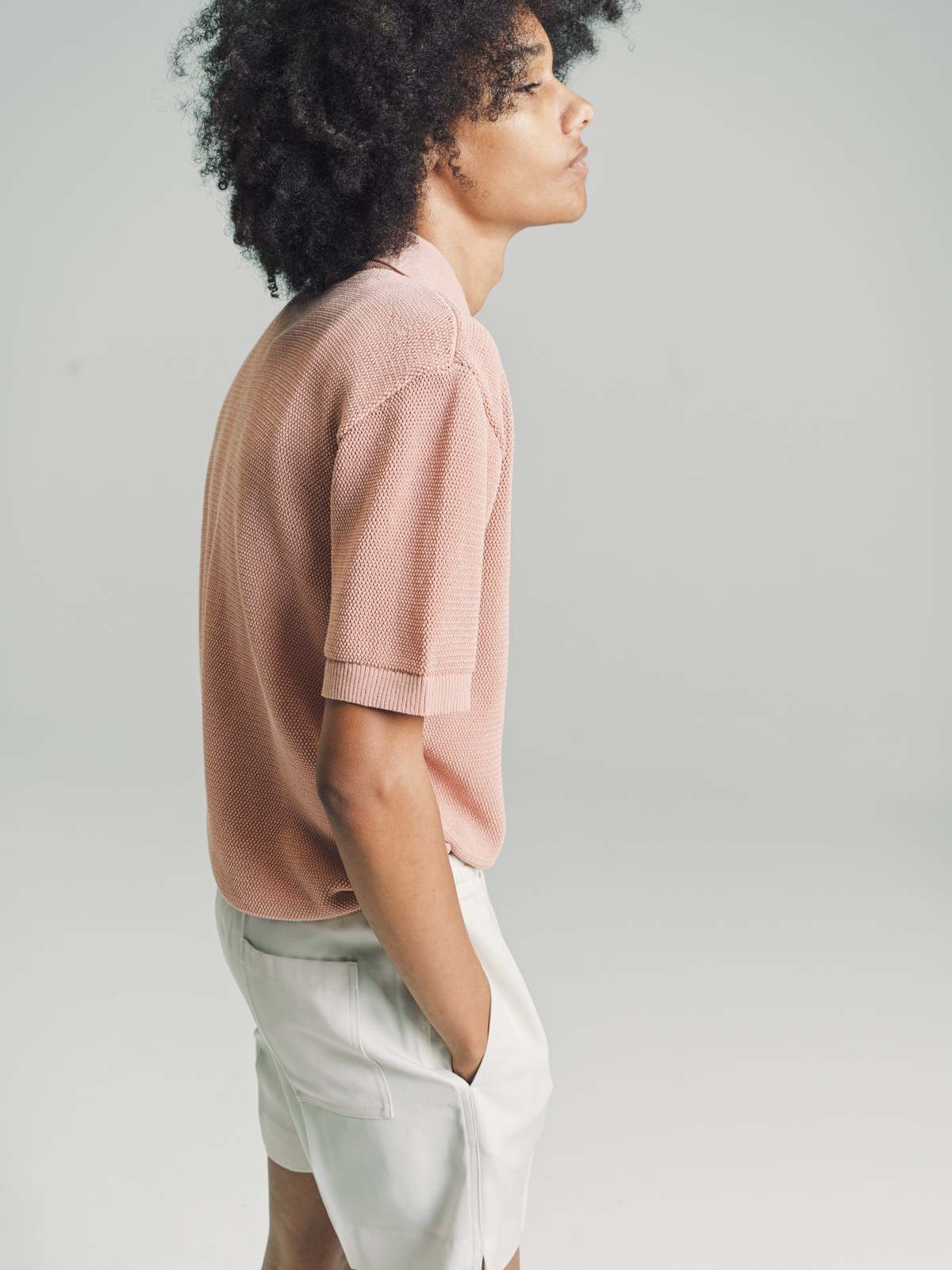 トップス second layer 23ss s/s open knit polo Second/Layer - Men's Open Knit Polo Shirt – On Sale Now with Up to