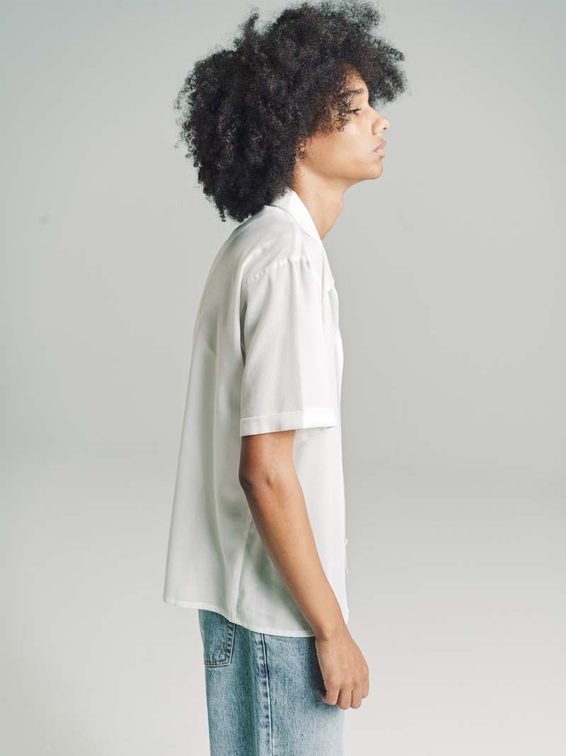 SECOND/LAYER Poly Blend Avenue Short Sleeve Shirt - White