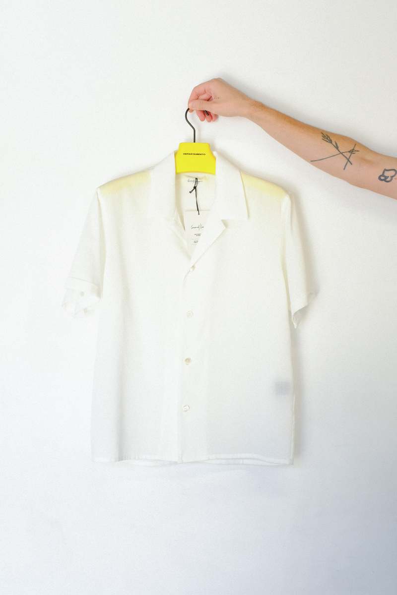 SECOND/LAYER Poly Blend Avenue Short Sleeve Shirt - White