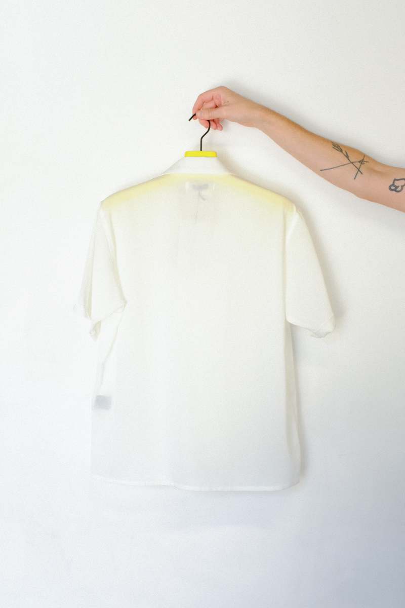 SECOND/LAYER Poly Blend Avenue Short Sleeve Shirt - White