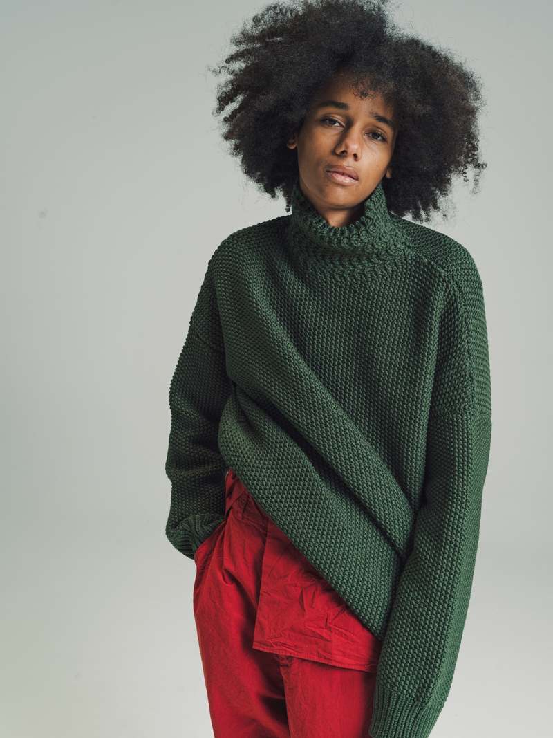 トップス CASEY CASEY 22AW HIGH NECK JUMPER Casey Casey Wooly High Neck Jumper - Khaki | Garmentory