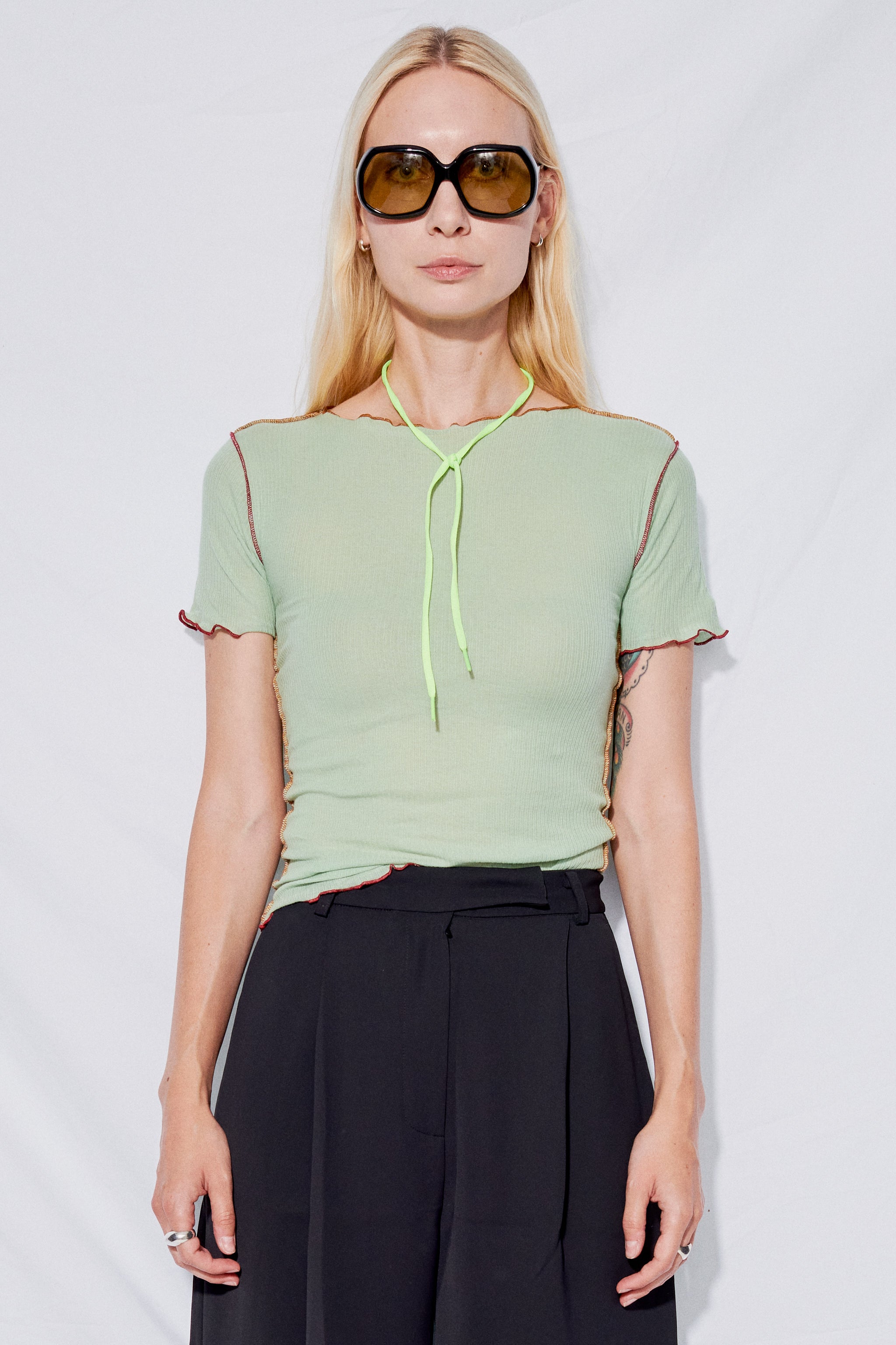 Baserange Vein Tee - Bar Green | Garmentory 