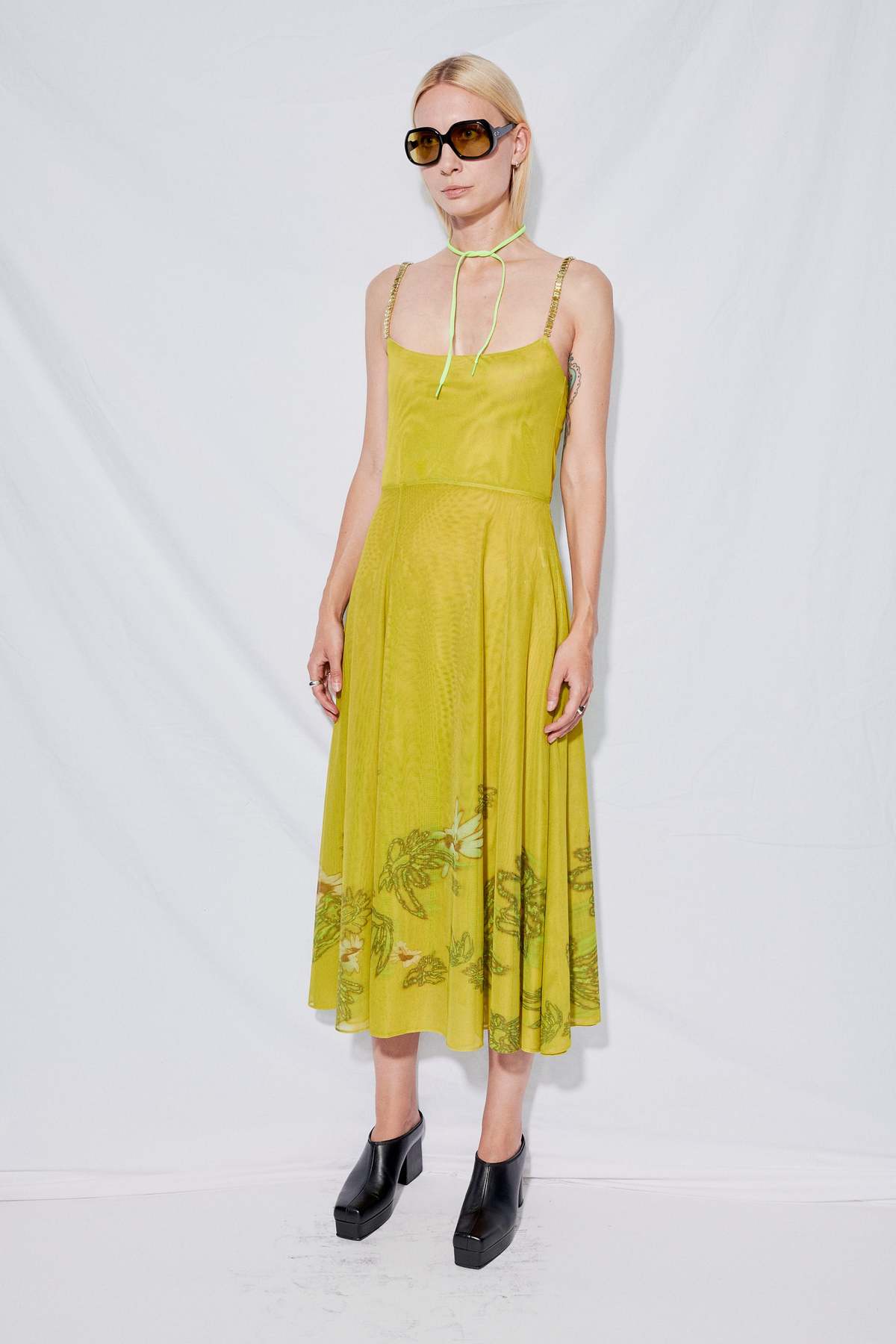 Collina Strada Basically Green Mesh Slit Market Dress - Image 2 of 3